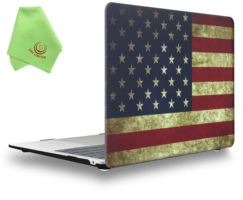 UESWILL Hard Case Cover Compatible with 2022 2021 2020 2019 2018 MacBook Air 13 inch M1 with Retina Display & Touch ID Model M1 A2337 A2179 A1932 + Microfiber Cloth, US Flag - Image 1